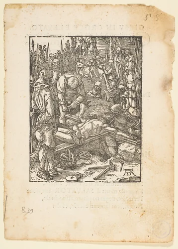 Christ Nailed to The Cross, from "The Small Passion", edition Venice by Albrecht Dürer, print, 1612