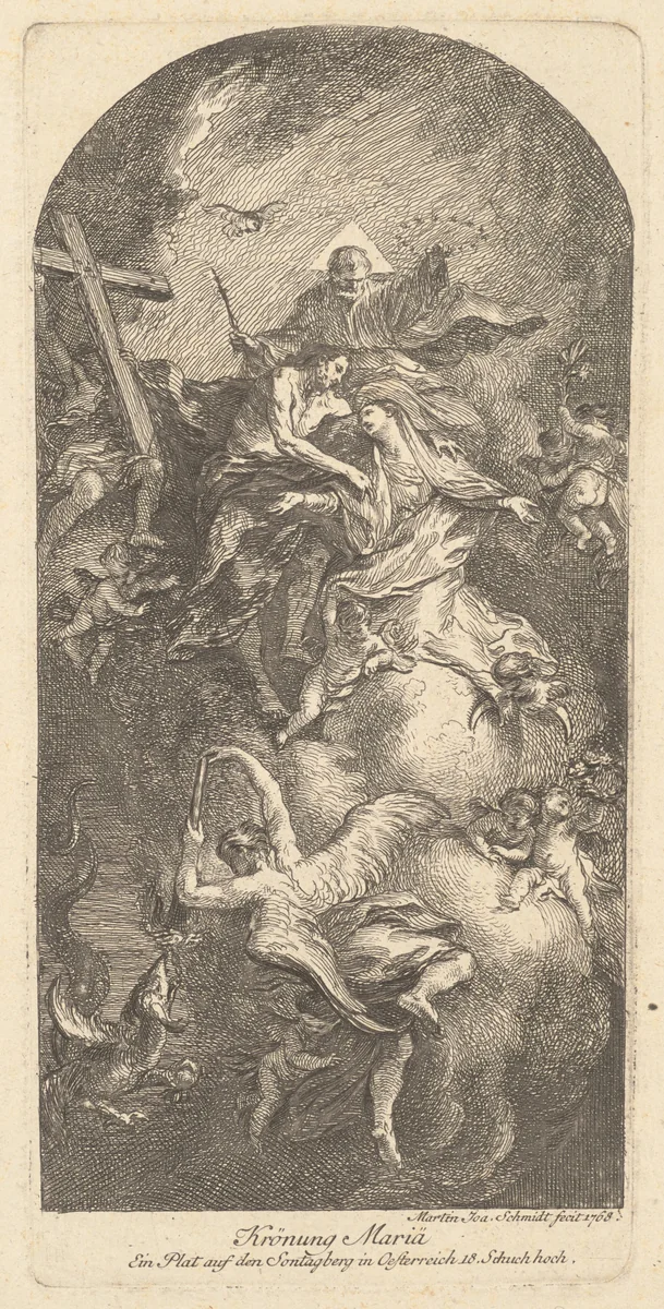 The Crowning of the Virgin by Martin Johann Schmidt, print, 1768