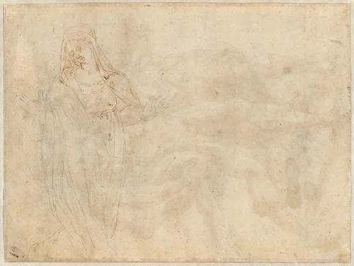 Kneeling Woman [verso] by Jacopo Zanguidi, drawing, 1544-1574