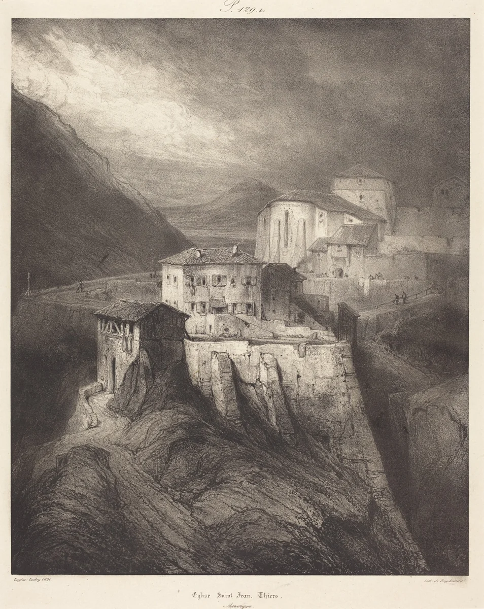 Eglise Saint-Jean, Thiers by Eugène Isabey, print, 1831