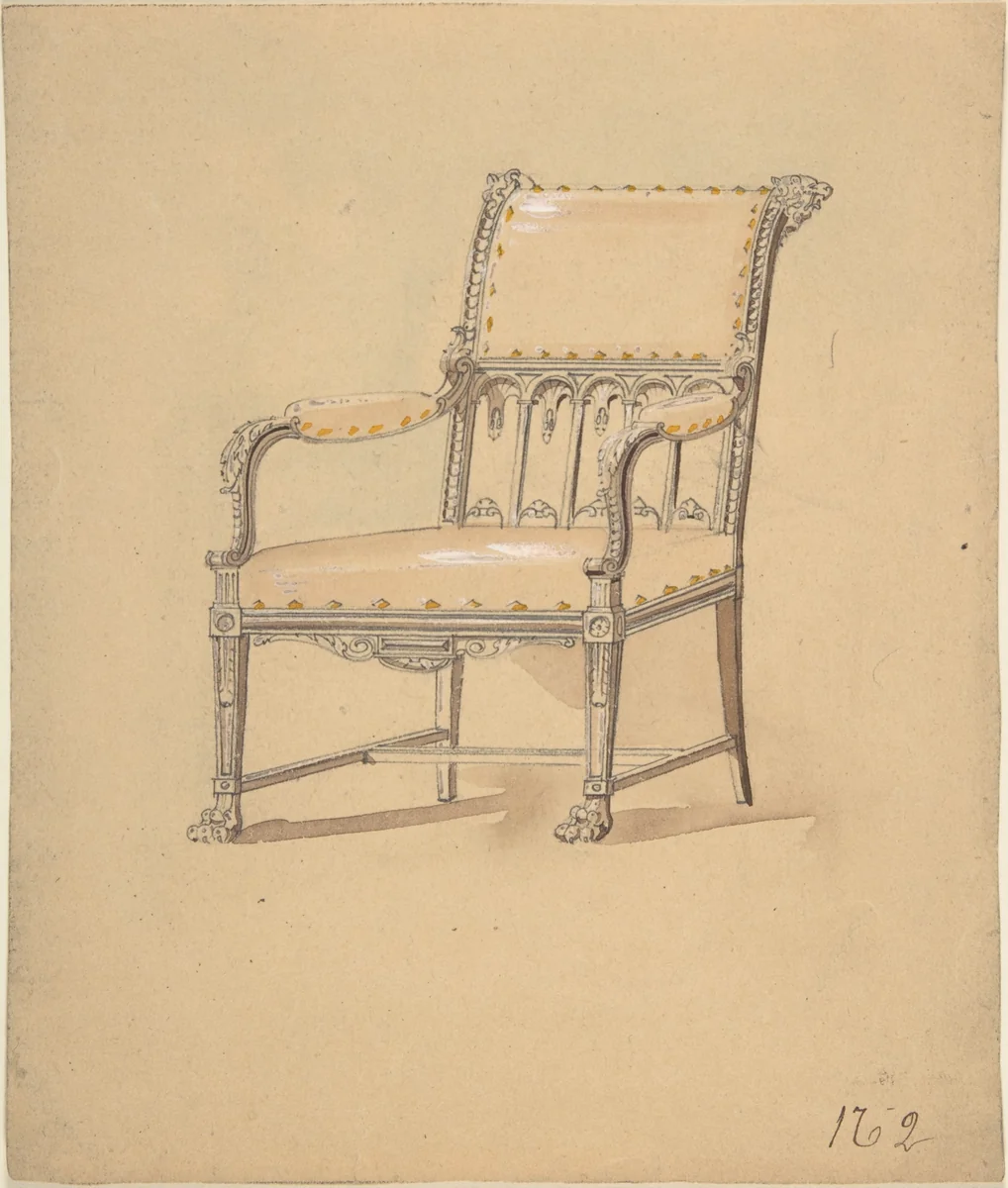 Design for a Chair by anonymous, drawing, 1800-1899