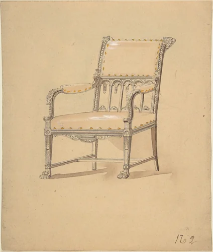 Design for a Chair by anonymous, drawing, 1800-1899
