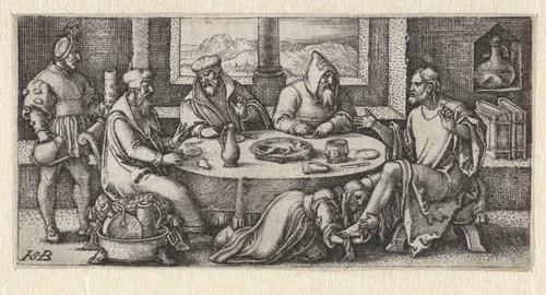 Christus in het huis van Simon de Farizeeër by Unknown, print, 1510-1550