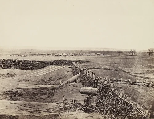 Quaker Guns, Centreville, Virginia. by Alexander Gardner, George N. Barnard, James F. Gibson, photograph, 1862