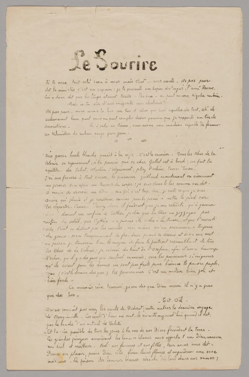 Le sourire: Journal sérieux, Nov. 1899 by Paul Gauguin, print, 1899