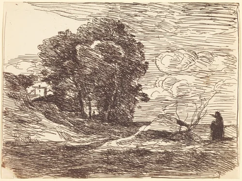 Poet's Dwelling (La Demeure du poete) by Jean-Baptiste-Camille Corot, print, 1871