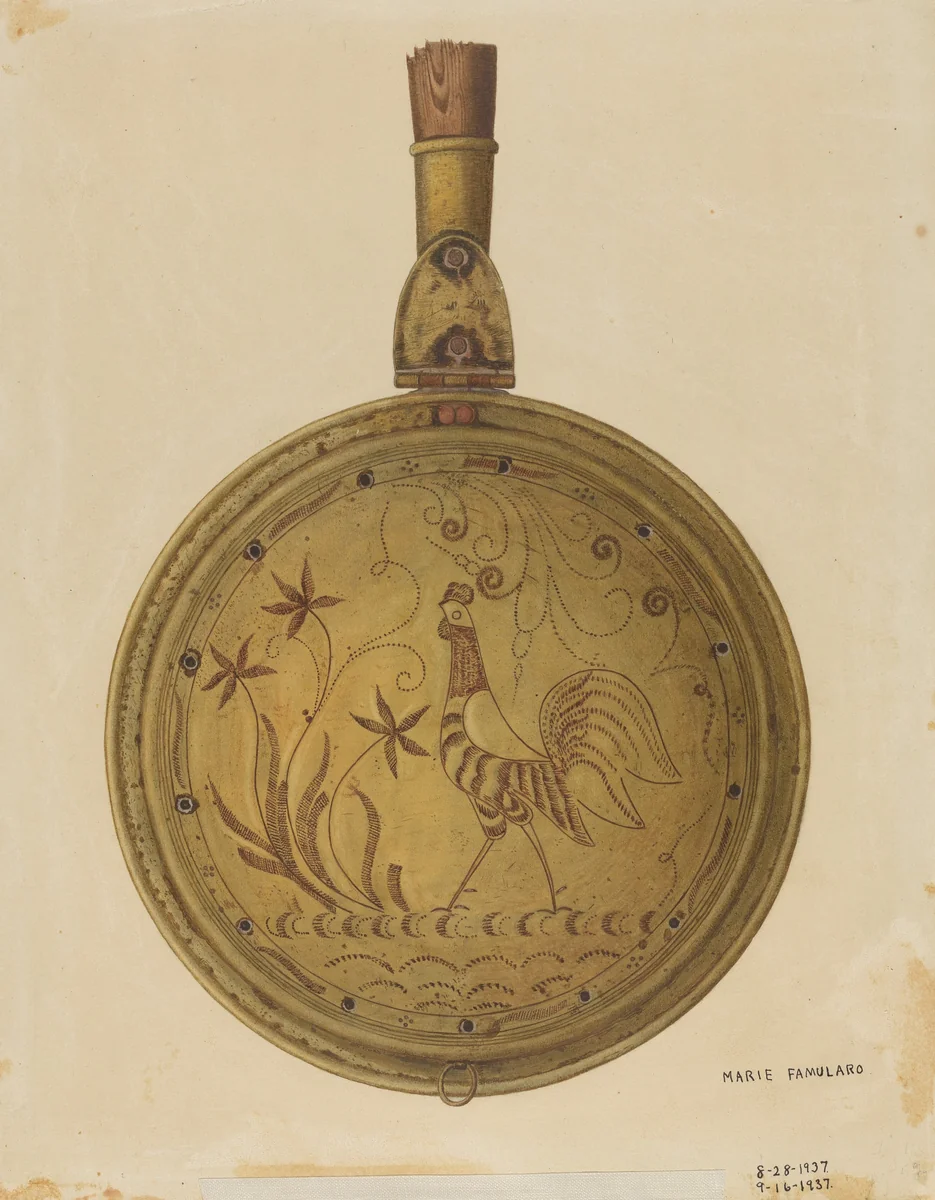 Warming Pan by Marie Famularo, index of american design, 1937