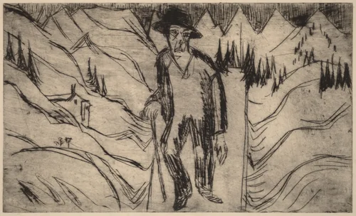 The Wanderer by Ernst Ludwig Kirchner, print, 1922
