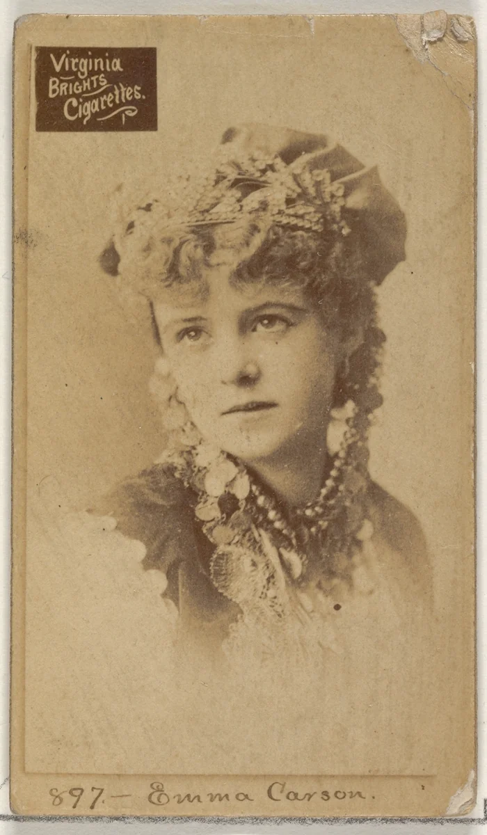 Card 897, Emma Carson, from the Actors and Actresses series (N45, Type 2) for Virginia Brights Cigarettes by Allen & Ginter, photograph, 1885-1891