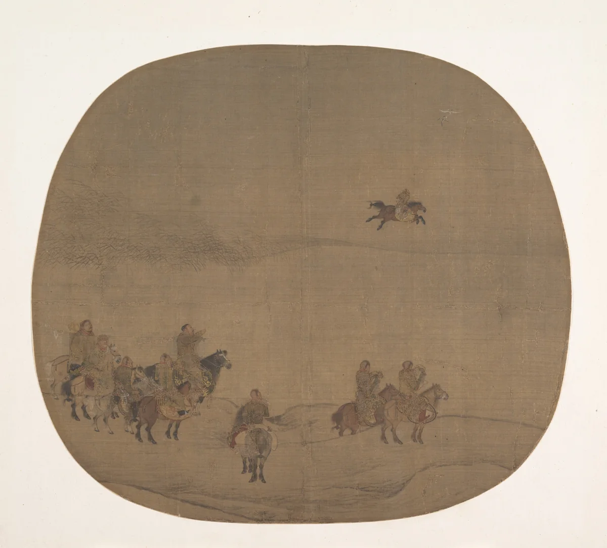 Nomads hunting with falcons by Chen Juzhong, painting, 1200-1233