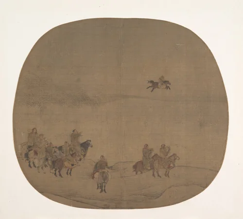 Nomads hunting with falcons by Chen Juzhong, painting, 1200-1233