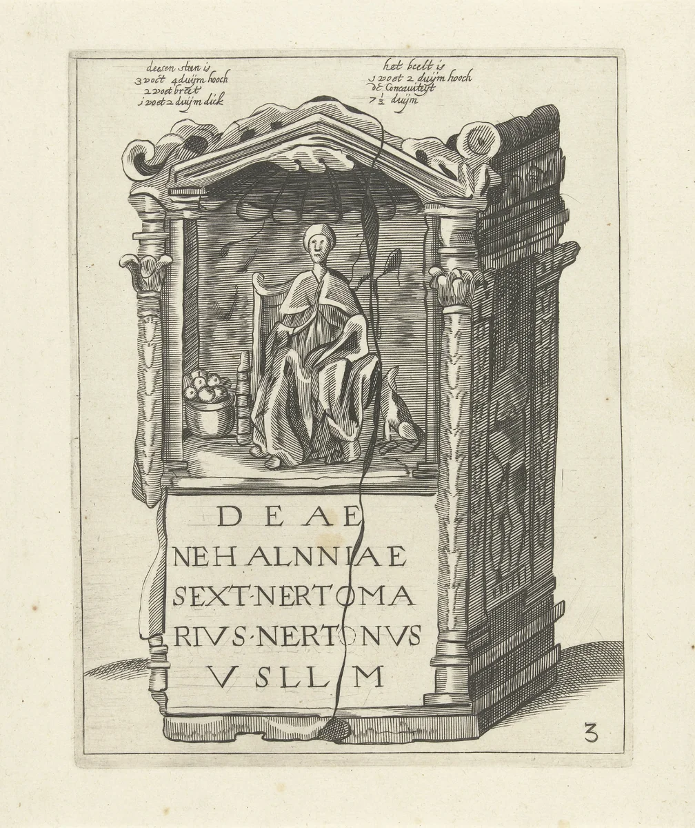 Nehalennia-altaar by Hendrick Danckerts, print, 1647