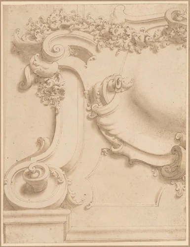 Design for Plasterwork Cartouche by anonymous, drawing, 1695-1705