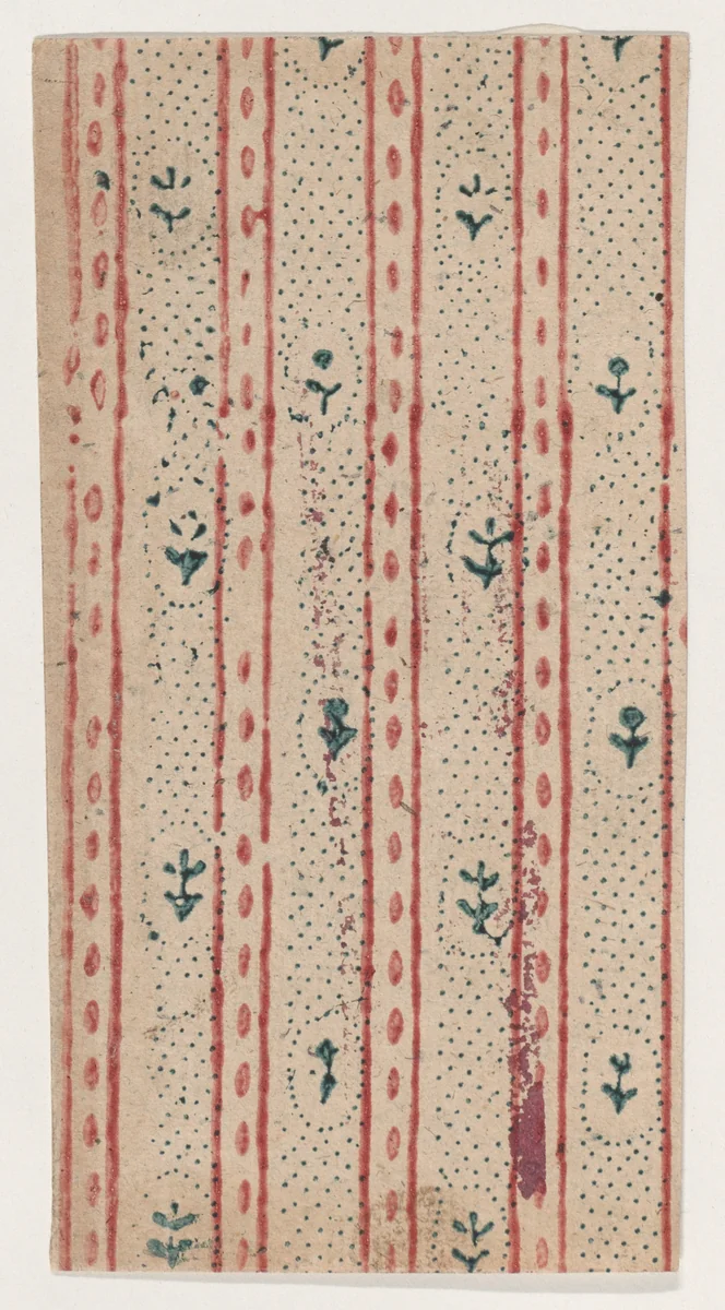 Sheet with overall stripe and dot pattern by anonymous, print, 1800-1900