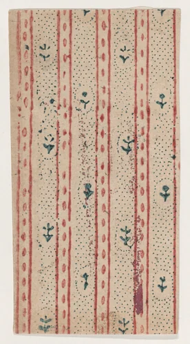Sheet with overall stripe and dot pattern by anonymous, print, 1800-1900