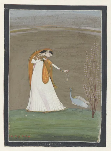 Woman with a Peacock by anonymous, drawing, 1795-1805