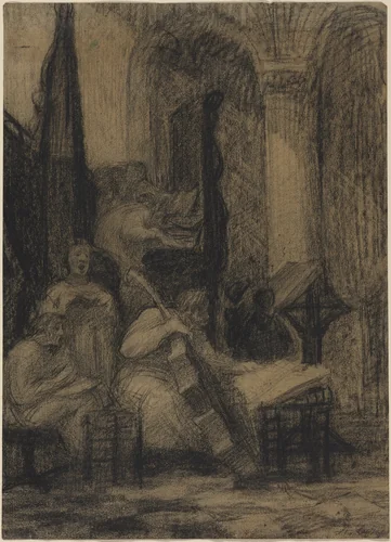 Choir of a Spanish Church by Alphonse Legros, drawing, 1837-1911