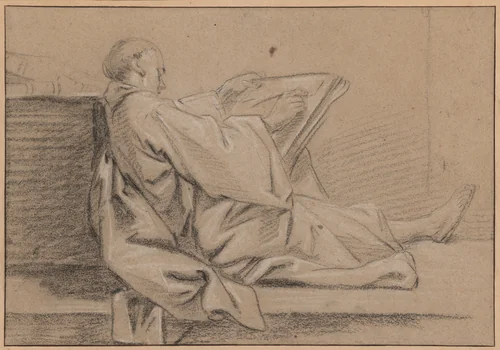 A Man Drawing by Jean-Baptiste Deshays, drawing, 1745-1755