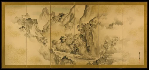 The Poet Li Bo's Visit to Mount Emei by Shiokawa Bunrin, painting, 1875