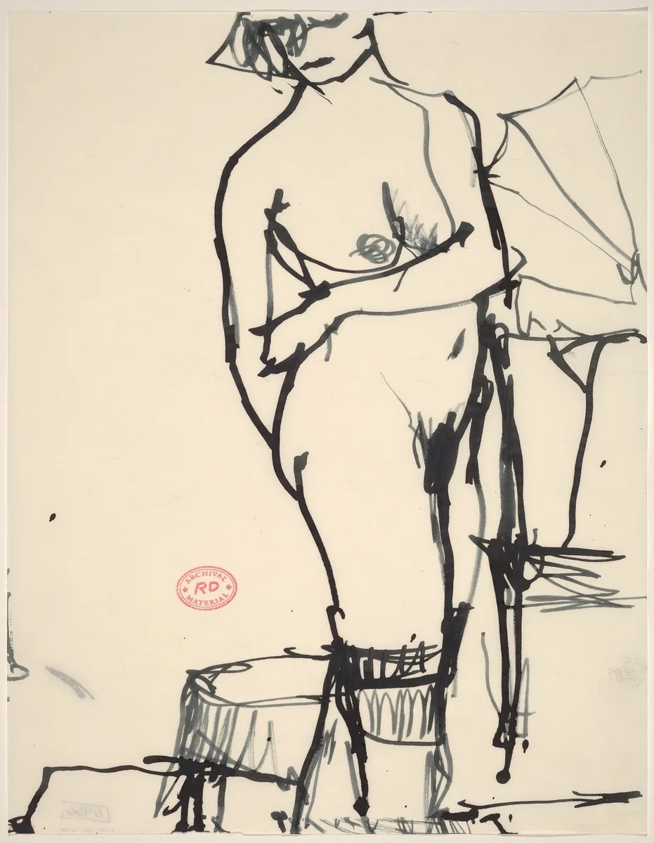 Untitled [standing female nude looking over her shoulder] by Richard Diebenkorn, drawing, 1955-1967