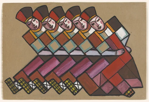 Costume design for "Friends of the Bride" for the ballet Les Noces (The Wedding) by Sergei Soudeikine, drawing, 1929