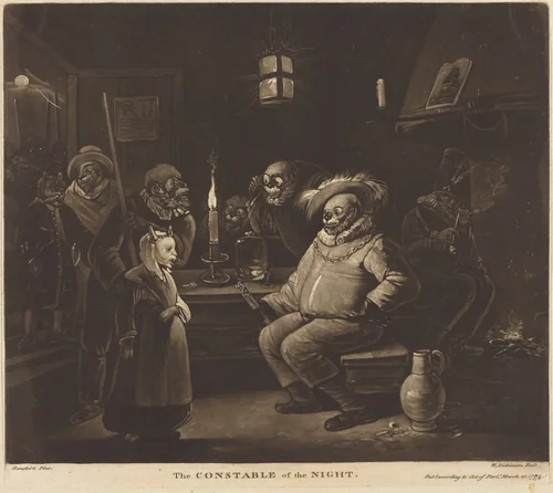 The Constable of the Night by William Dickinson; Egbert van Heemskerck, print, 1783