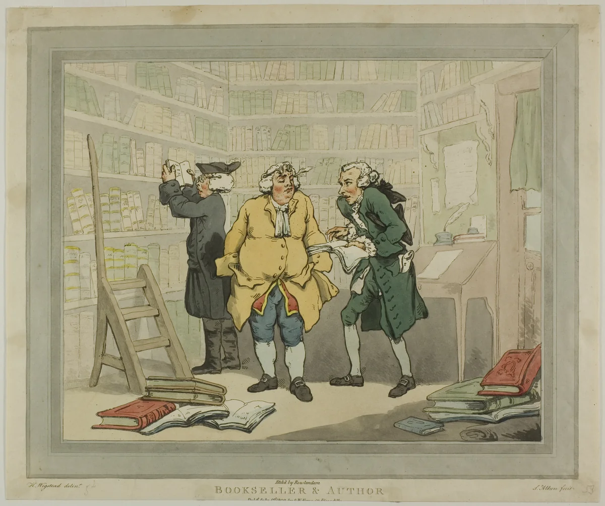 Bookseller and Author by Thomas Rowlandson, print, 1784