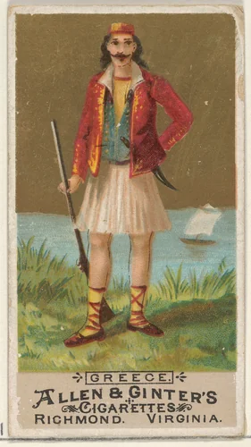 Greece, from the Natives in Costume series (N16) for Allen & Ginter Cigarettes Brands by Allen & Ginter, print, 1886