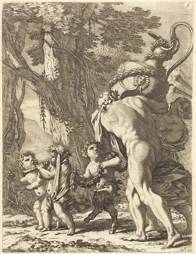 Bacchanal with Figures Carrying a Vase by Michel Dorigny, portfolio, 1617-1665