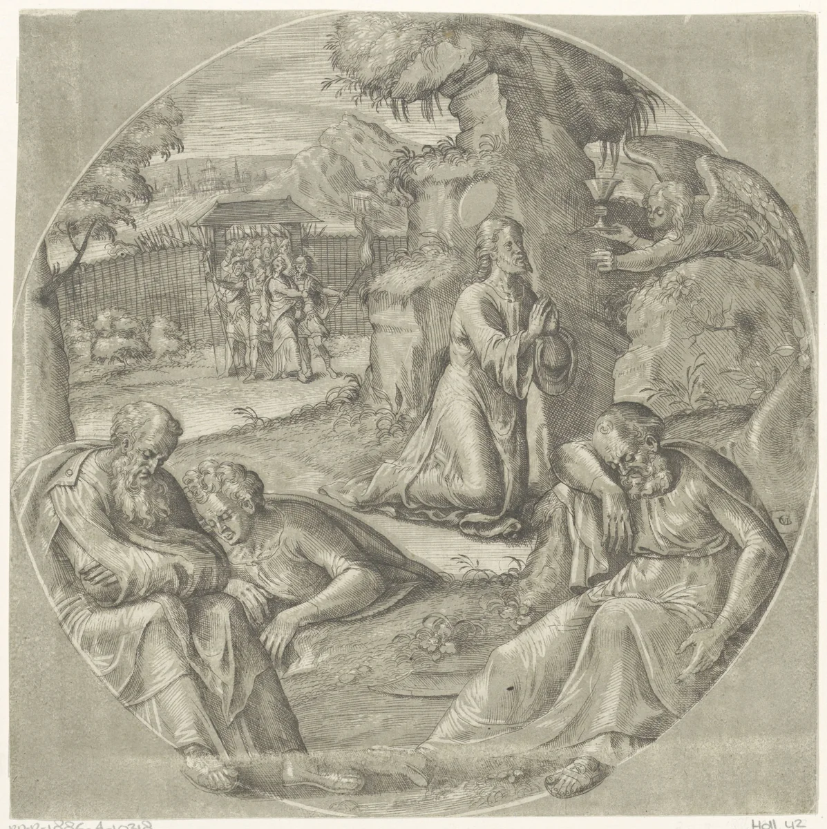 Christ on the Mount of Olives by Unknown, print, 1571