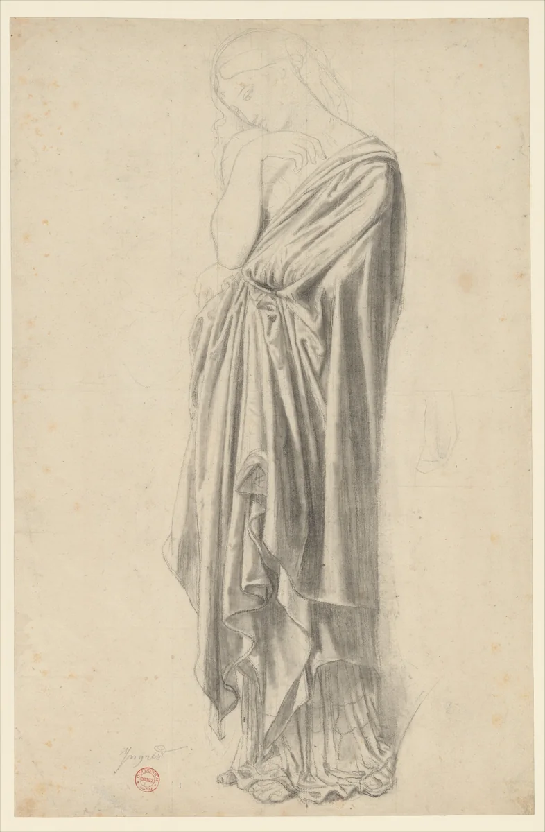 Study for the Figure of Stratonice by Jean-Auguste-Dominique Ingres, drawing, 1834-1840