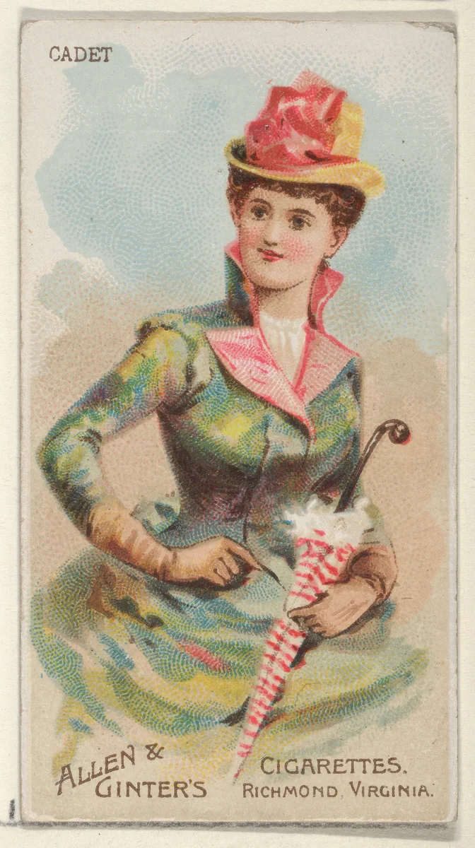 Cadet, from the Parasol Drills series (N18) for Allen & Ginter Cigarettes Brands by Allen & Ginter, print, 1888