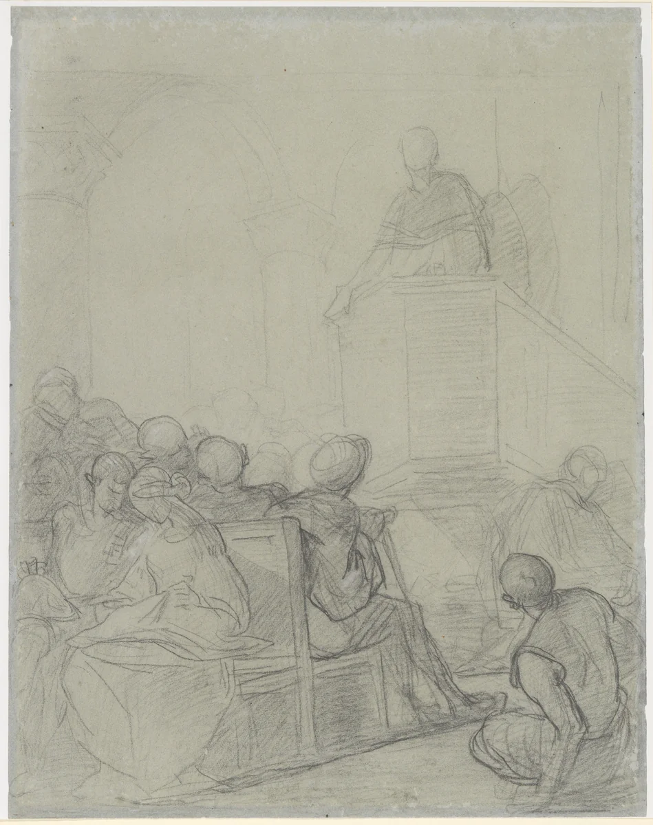 Interior of a Church by Thomas Couture, drawing, 1877