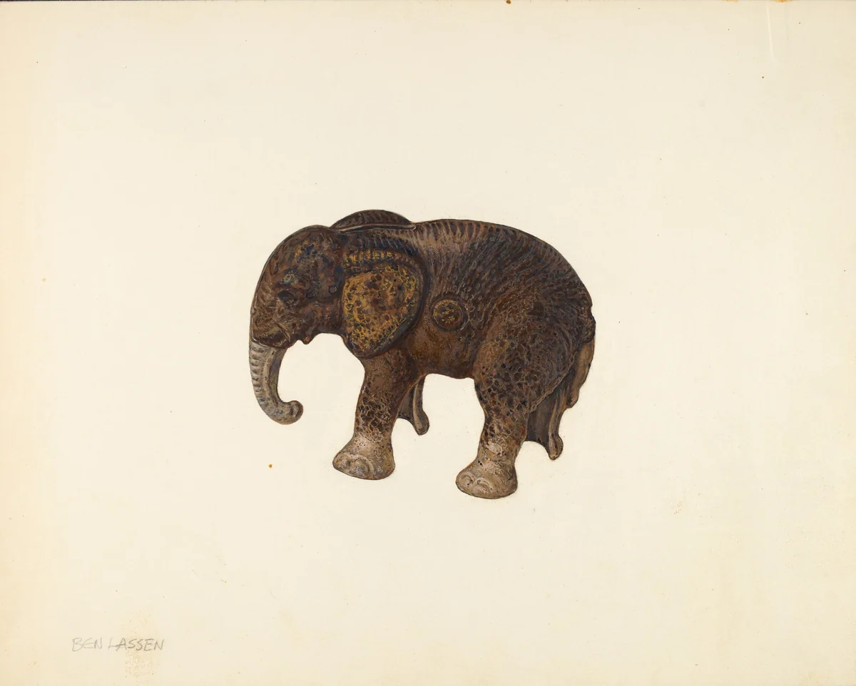 Penny Bank (Elephant) by Ben Lassen, index of american design, 1939