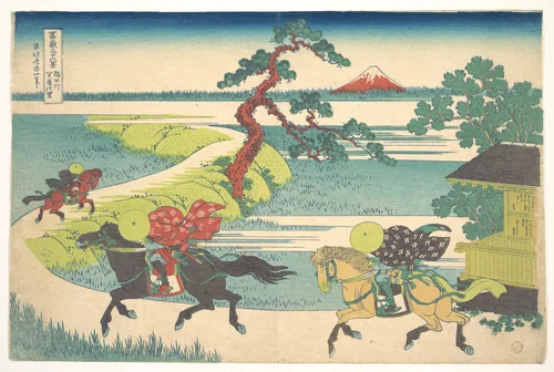 Sekiya Village on the Sumida River (Sumidagawa Sekiya no sato), from the series Thirty-six Views of Mount Fuji (Fugaku sanjūrokkei) by Katsushika Hokusai (葛飾 北斎), print, 1820-1842