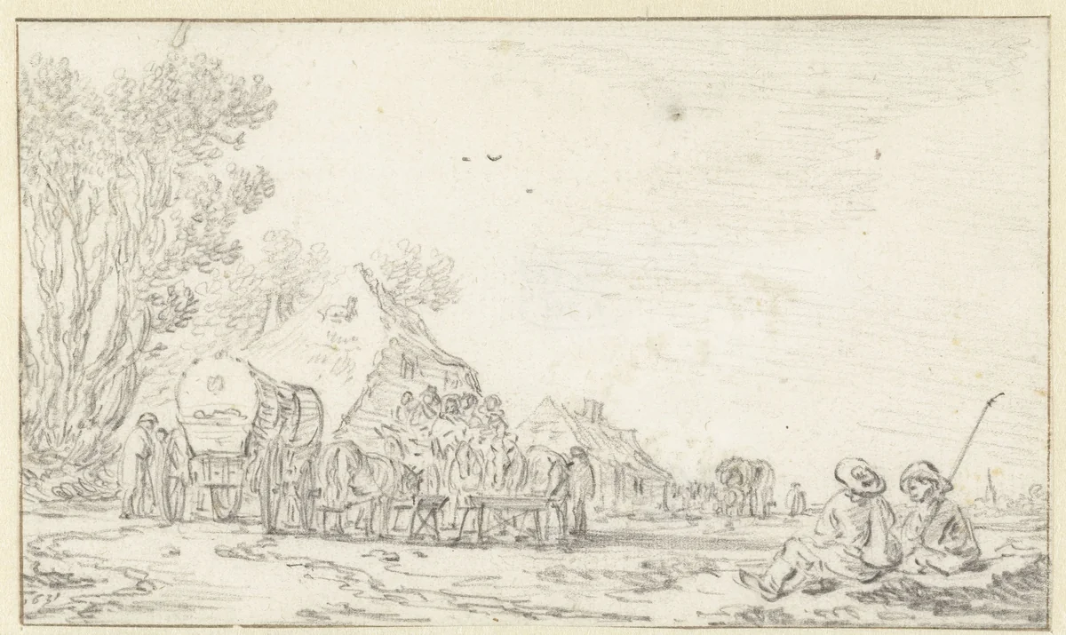 Dorpsgezicht by Jan van Goyen, drawing, 1631