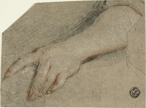 Hand Pointing and Forearm by Antoine Coypel, drawing, 1681-1722