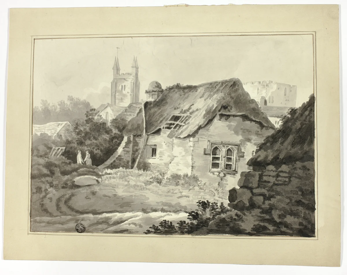 Cottages and Spires by Samuel Prout, drawing, 1803-1852