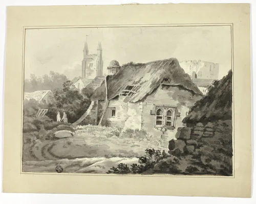 Cottages and Spires by Samuel Prout, drawing, 1803-1852