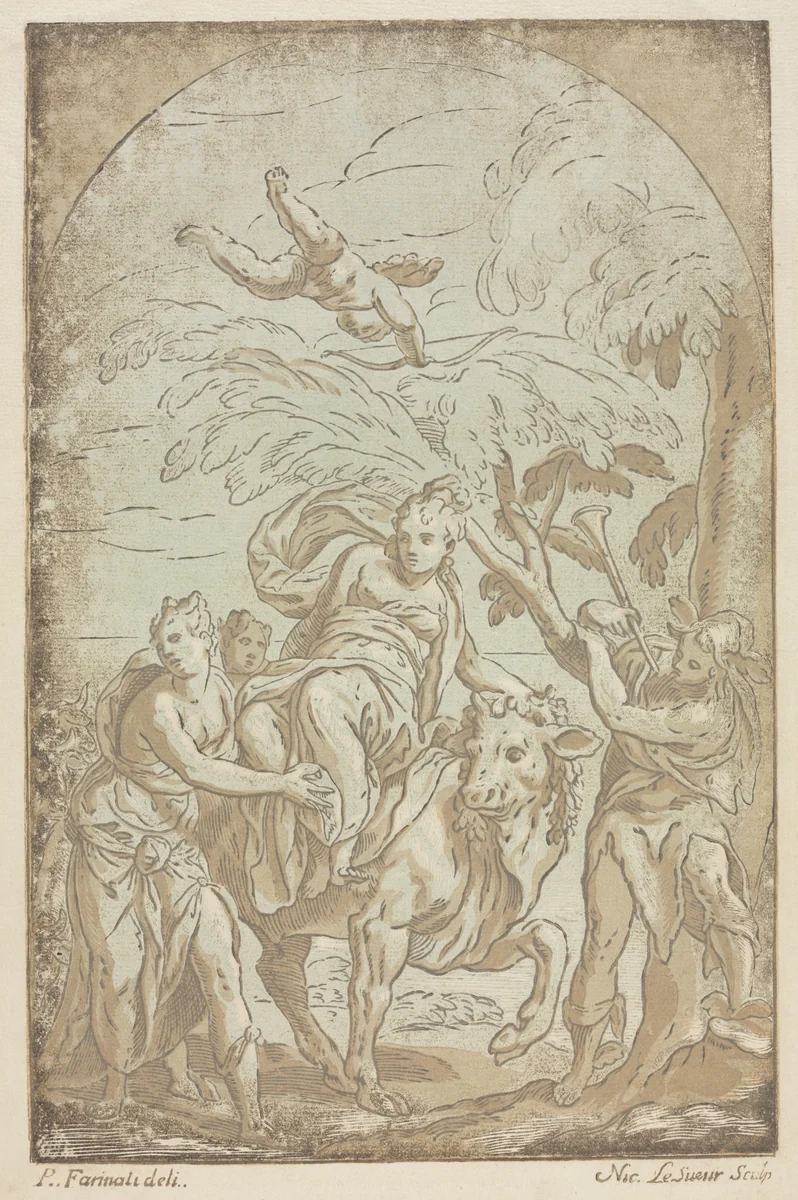 The Rape of Europa by Nicolas LeSueur, print, 1725-1742