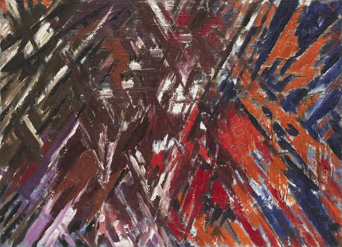 Rayonist Composition: Domination of Red by Mikhail Larionov, painting, 1912