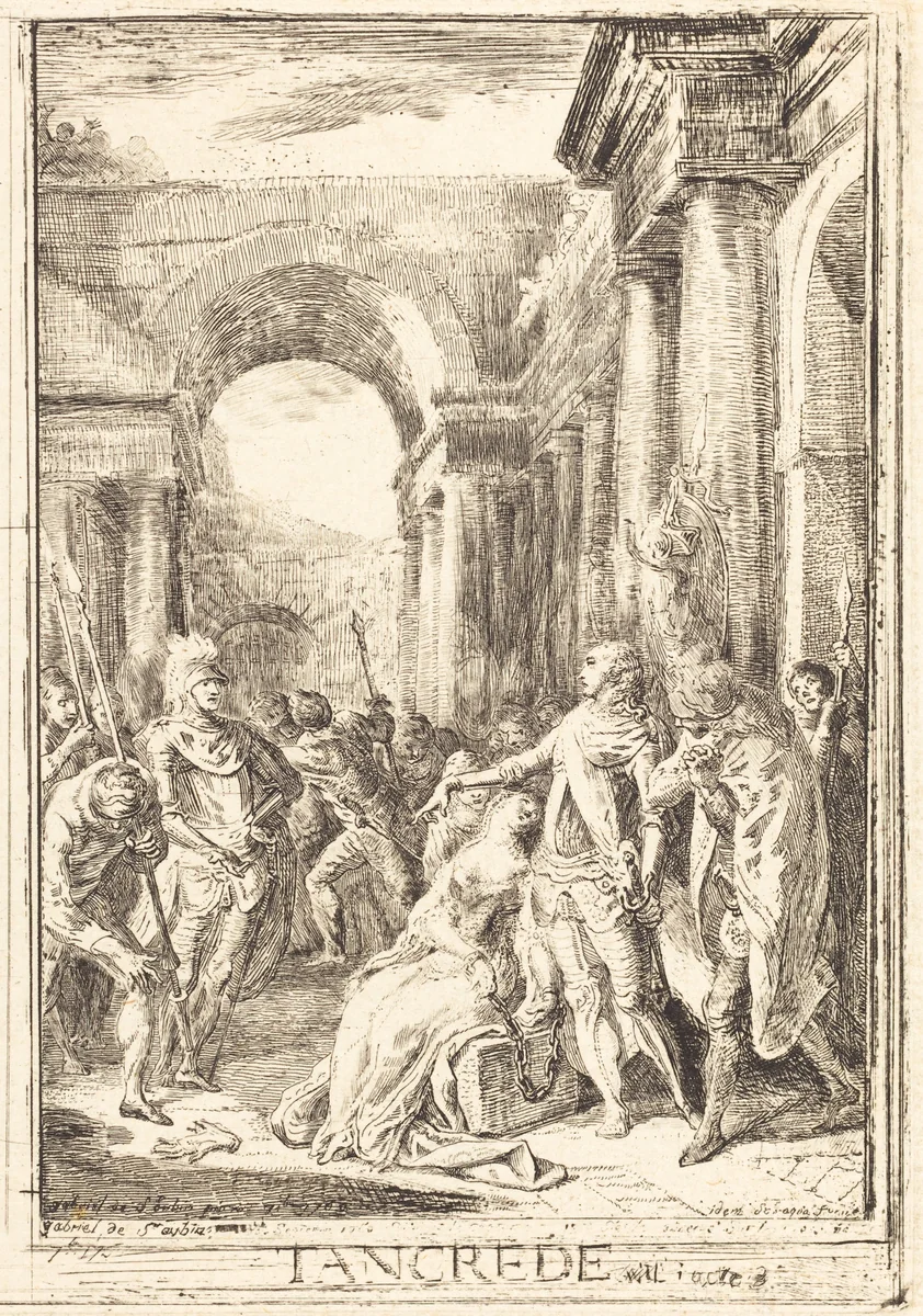 The Challenge [right] by Gabriel de Saint-Aubin, print, 1760