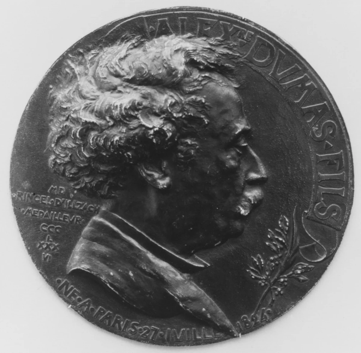 Alexandre Dumas the Younger (1824-1895) by Jean Désiré Ringel d'Illzach, metalwork, 1886