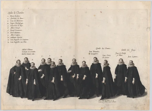 Plate 22: Chamber aids marching in the funeral procession of Archduke Albert of Austria; from 'Pompa Funebris ... Alberti Pii' by Cornelis Galle, print, 1623