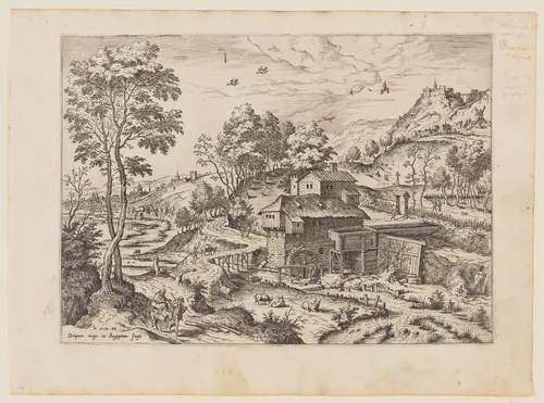 The Flight into Egypt, from Landscapes with Biblical and Mythological Scenes by Hieronymus Cock, print, 1558