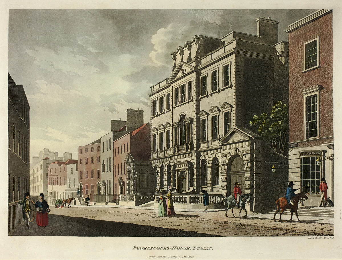 Powerscourt House, Dublin by James Malton, print, 1795