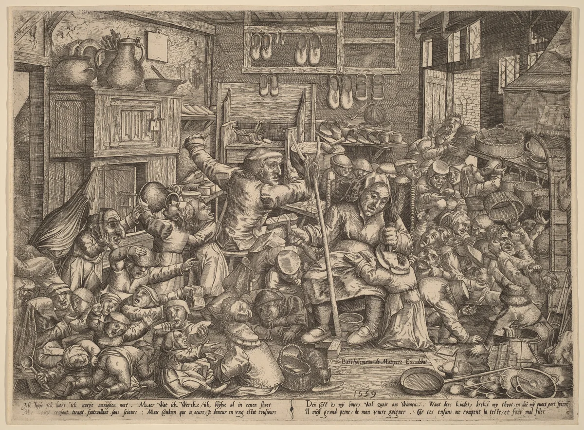 The Cobbler's Unruly Family by Peter van der Borcht, print, 1559