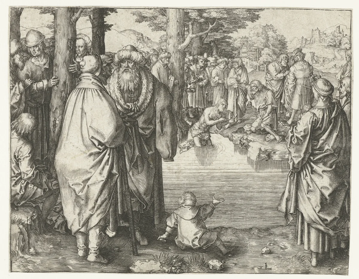 Doop van Christus in de Jordaan by Unknown, print, 1508-1512