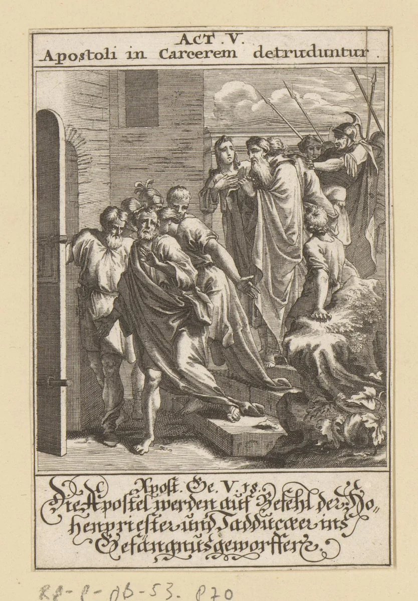 Apostelen in de gevangenis geworpen by anonymous, print, 1697