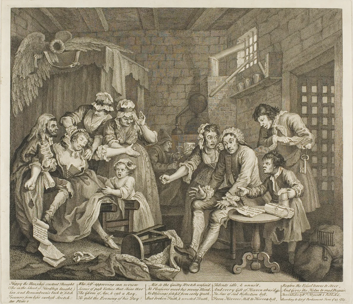 Plate Seven, from A Rake's Progress by William Hogarth, print, 1735